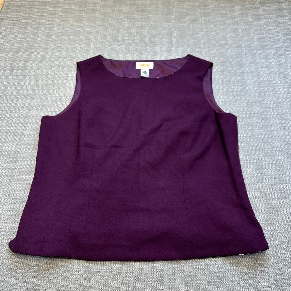Talbots Petites Medium Purple Wool Sleeveless Top Beaded‎ Trim Career Interview*